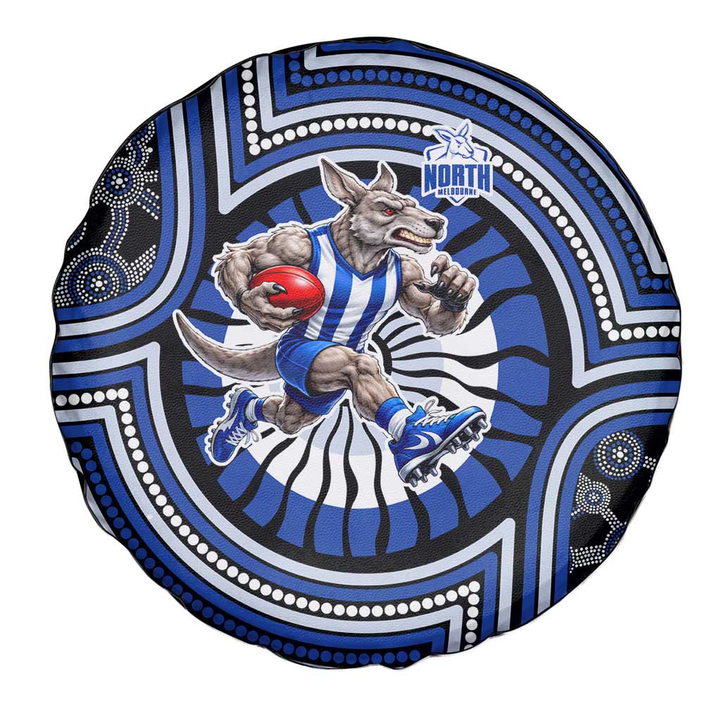 North Melbourne Kangaroos Spare Tire Cover Indigenous Monochrome Dot Art Mascot Style
