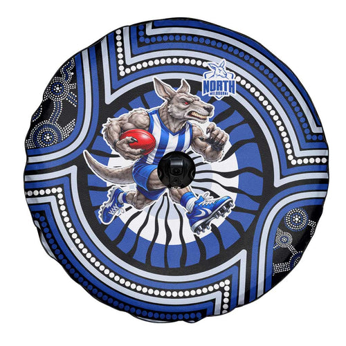 North Melbourne Kangaroos Spare Tire Cover Indigenous Monochrome Dot Art Mascot Style