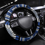 North Melbourne Kangaroos Steering Wheel Cover Indigenous Monochrome Dot Art Mascot Style