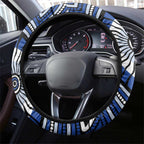 North Melbourne Kangaroos Steering Wheel Cover Indigenous Monochrome Dot Art Mascot Style