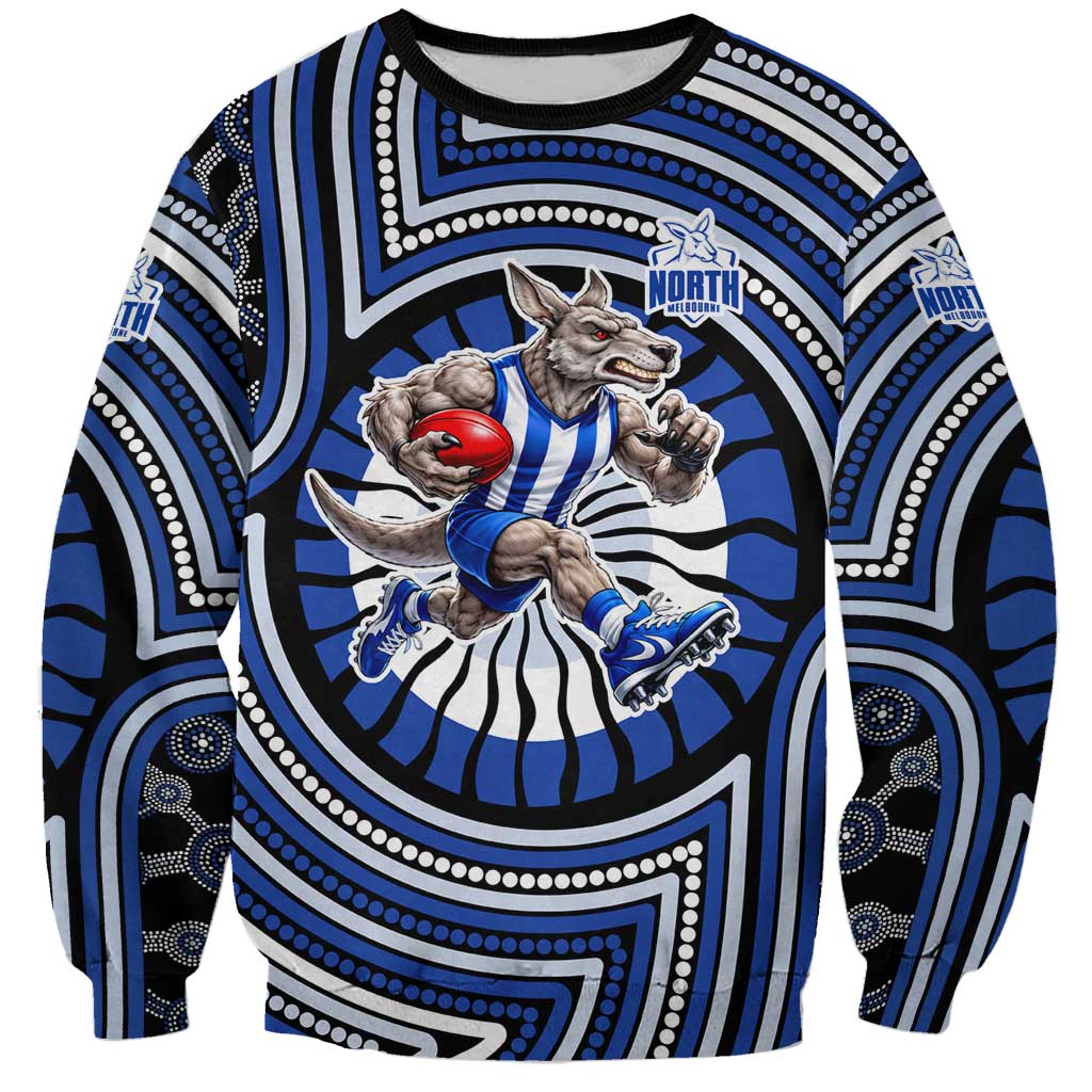 North Melbourne Kangaroos Sweatshirt Indigenous Monochrome Dot Art Mascot Style