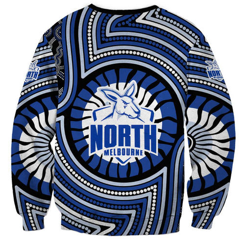 North Melbourne Kangaroos Sweatshirt Indigenous Monochrome Dot Art Mascot Style