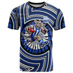 North Melbourne Kangaroos T Shirt Indigenous Monochrome Dot Art Mascot Style