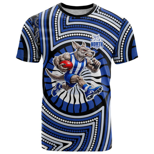 North Melbourne Kangaroos T Shirt Indigenous Monochrome Dot Art Mascot Style
