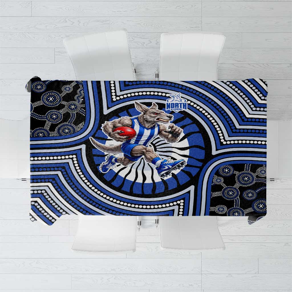 North Melbourne Kangaroos Tablecloth Indigenous Monochrome Dot Art Mascot Style