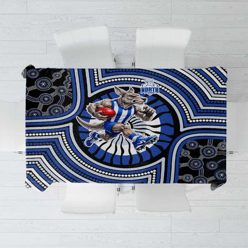 North Melbourne Kangaroos Tablecloth Indigenous Monochrome Dot Art Mascot Style