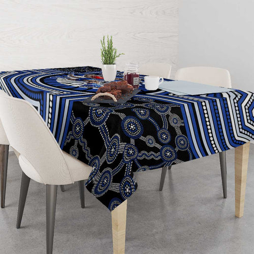 North Melbourne Kangaroos Tablecloth Indigenous Monochrome Dot Art Mascot Style