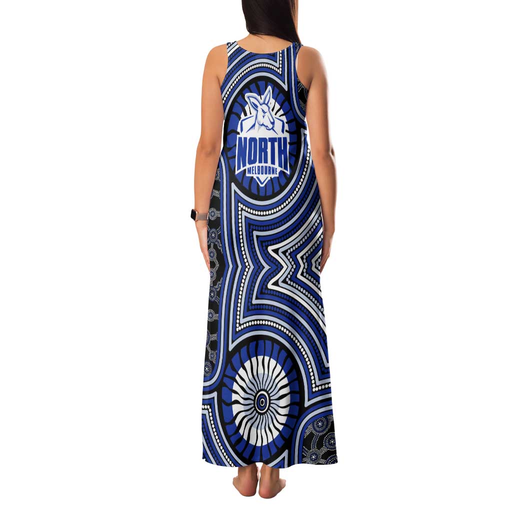 North Melbourne Kangaroos Tank Maxi Dress Indigenous Monochrome Dot Art Mascot Style