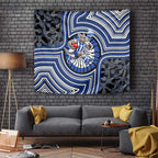 North Melbourne Kangaroos Tapestry Indigenous Monochrome Dot Art Mascot Style