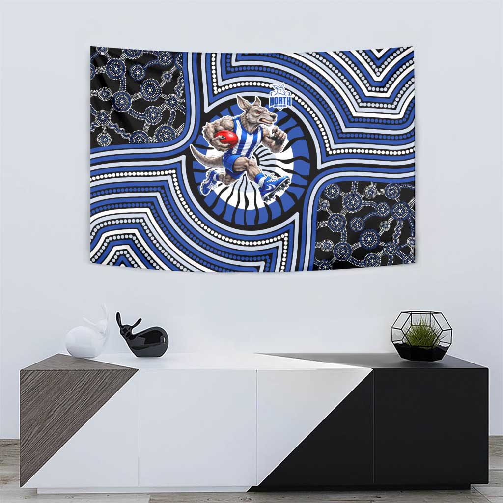 North Melbourne Kangaroos Tapestry Indigenous Monochrome Dot Art Mascot Style