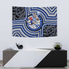 North Melbourne Kangaroos Tapestry Indigenous Monochrome Dot Art Mascot Style