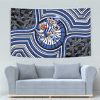 North Melbourne Kangaroos Tapestry Indigenous Monochrome Dot Art Mascot Style
