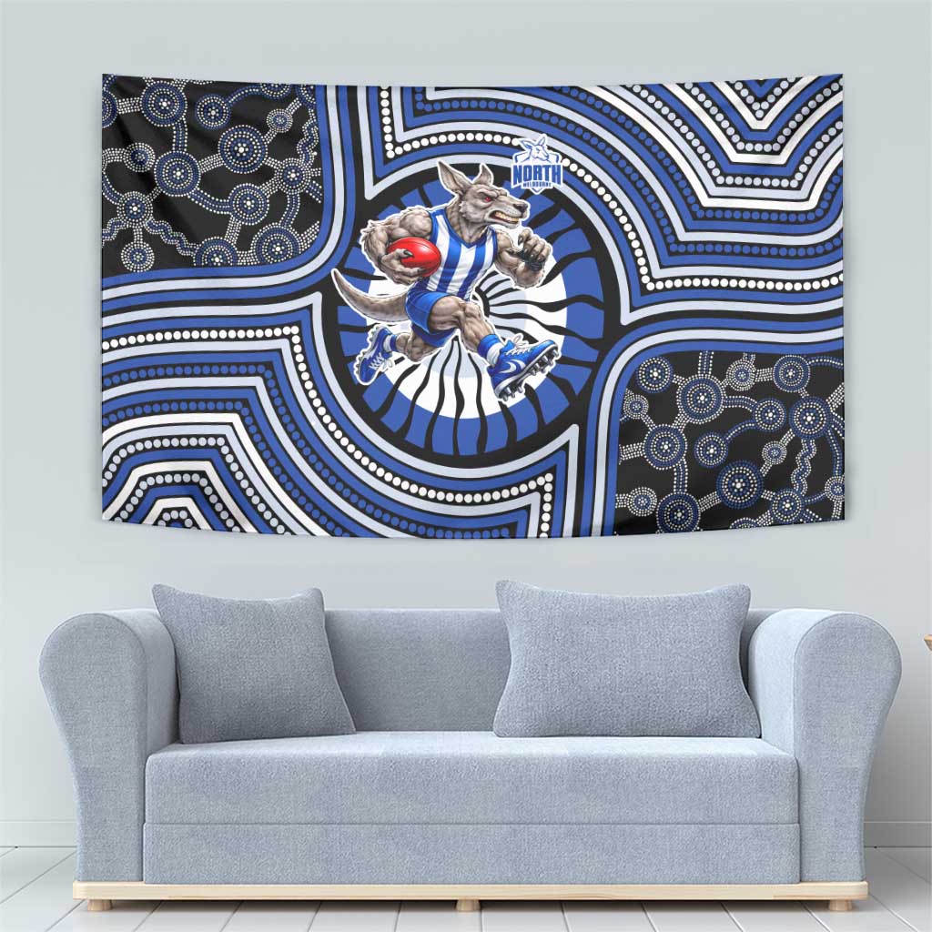 North Melbourne Kangaroos Tapestry Indigenous Monochrome Dot Art Mascot Style