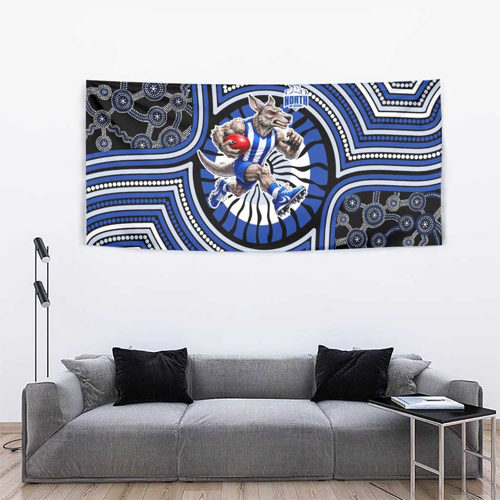 North Melbourne Kangaroos Tapestry Indigenous Monochrome Dot Art Mascot Style