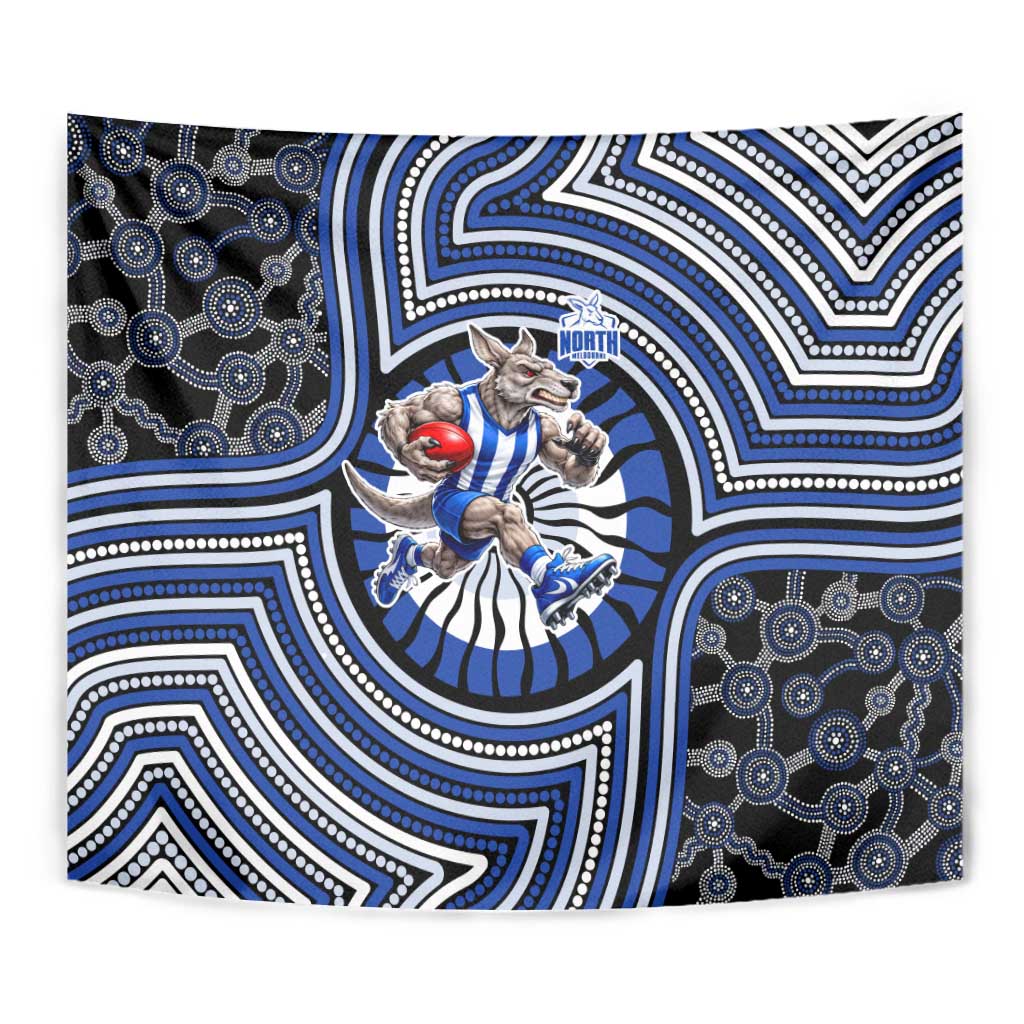 North Melbourne Kangaroos Tapestry Indigenous Monochrome Dot Art Mascot Style