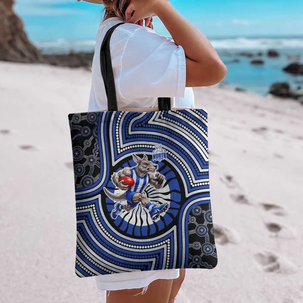 North Melbourne Kangaroos Tote Bag Indigenous Monochrome Dot Art Mascot Style