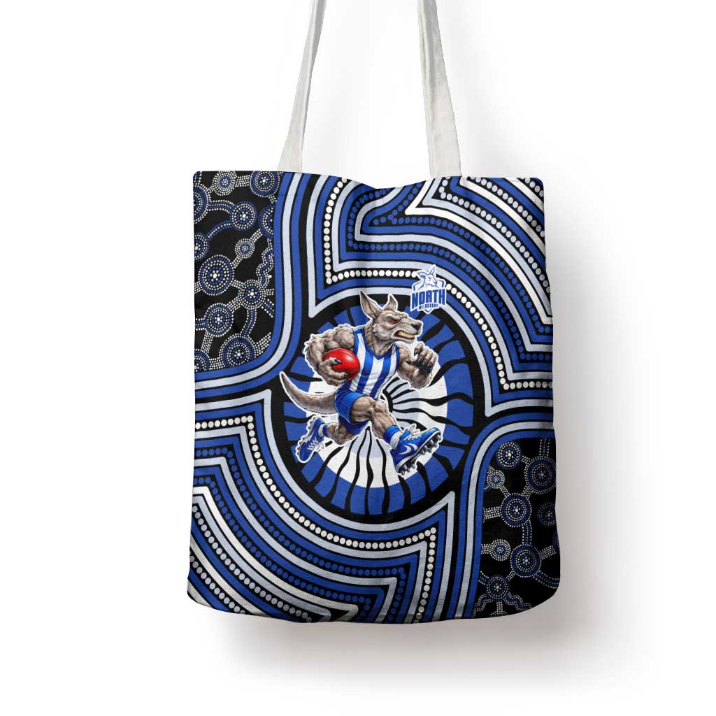 North Melbourne Kangaroos Tote Bag Indigenous Monochrome Dot Art Mascot Style