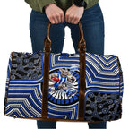 North Melbourne Kangaroos Travel Bag Indigenous Monochrome Dot Art Mascot Style