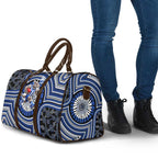 North Melbourne Kangaroos Travel Bag Indigenous Monochrome Dot Art Mascot Style