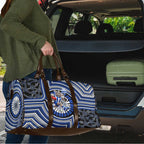 North Melbourne Kangaroos Travel Bag Indigenous Monochrome Dot Art Mascot Style