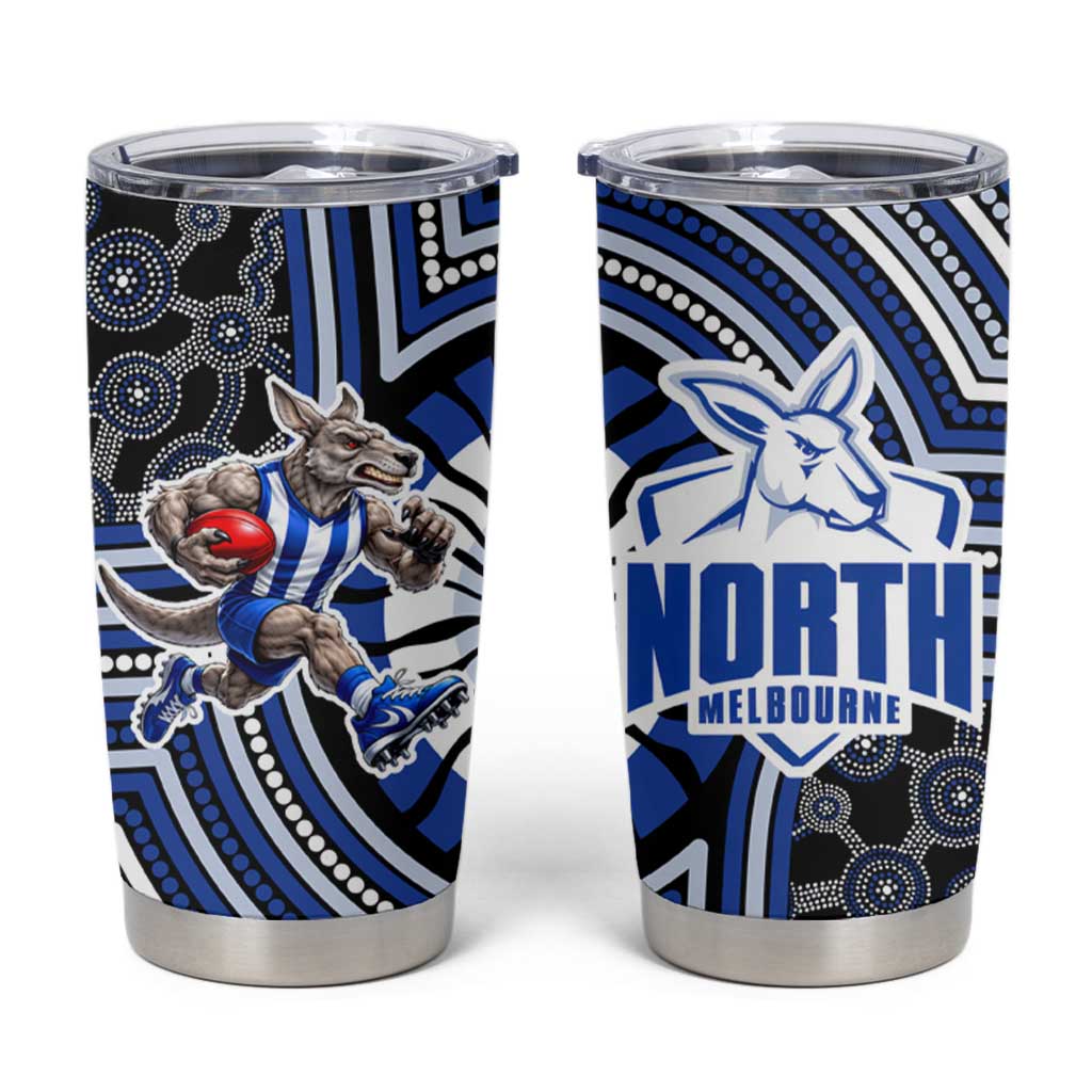North Melbourne Kangaroos Tumbler Cup Indigenous Monochrome Dot Art Mascot Style