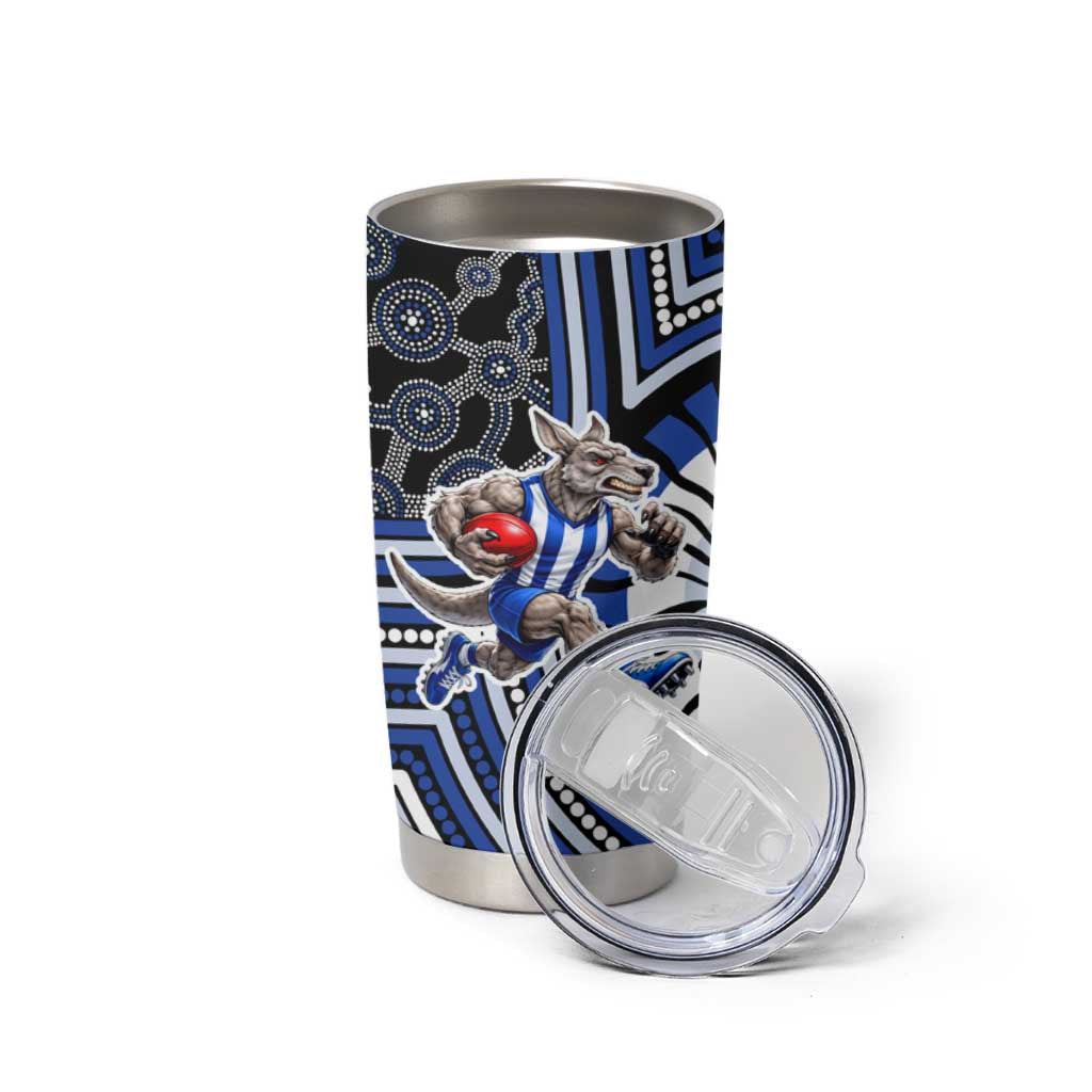 North Melbourne Kangaroos Tumbler Cup Indigenous Monochrome Dot Art Mascot Style