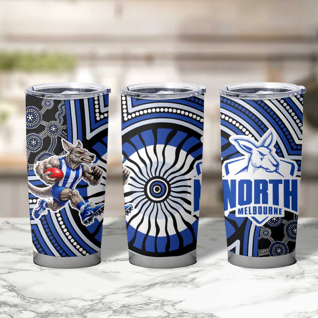North Melbourne Kangaroos Tumbler Cup Indigenous Monochrome Dot Art Mascot Style