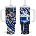 North Melbourne Kangaroos Tumbler With Handle Indigenous Monochrome Dot Art Mascot Style