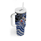 North Melbourne Kangaroos Tumbler With Handle Indigenous Monochrome Dot Art Mascot Style