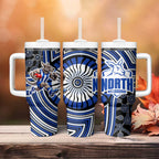 North Melbourne Kangaroos Tumbler With Handle Indigenous Monochrome Dot Art Mascot Style