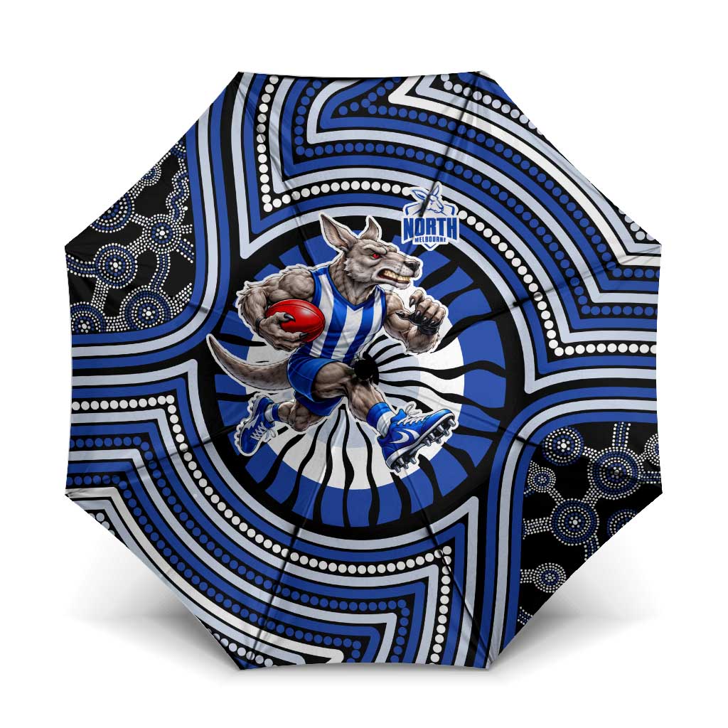 North Melbourne Kangaroos Umbrella Indigenous Monochrome Dot Art Mascot Style