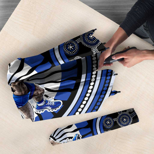 North Melbourne Kangaroos Umbrella Indigenous Monochrome Dot Art Mascot Style