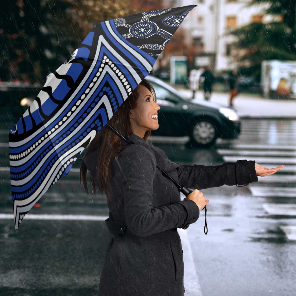 North Melbourne Kangaroos Umbrella Indigenous Monochrome Dot Art Mascot Style