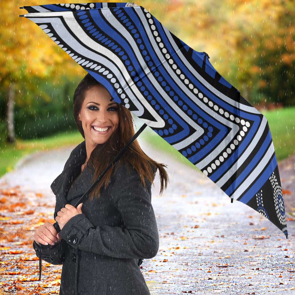 North Melbourne Kangaroos Umbrella Indigenous Monochrome Dot Art Mascot Style