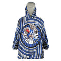 North Melbourne Kangaroos Wearable Blanket Hoodie Indigenous Monochrome Dot Art Mascot Style