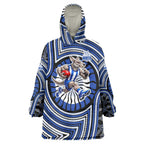 North Melbourne Kangaroos Wearable Blanket Hoodie Indigenous Monochrome Dot Art Mascot Style