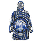 North Melbourne Kangaroos Wearable Blanket Hoodie Indigenous Monochrome Dot Art Mascot Style