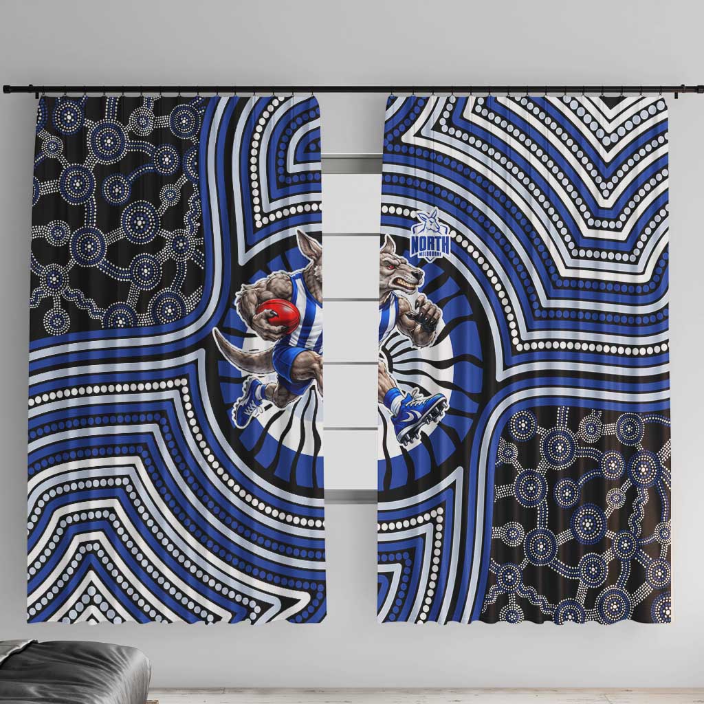 North Melbourne Kangaroos Window Curtain Indigenous Monochrome Dot Art Mascot Style