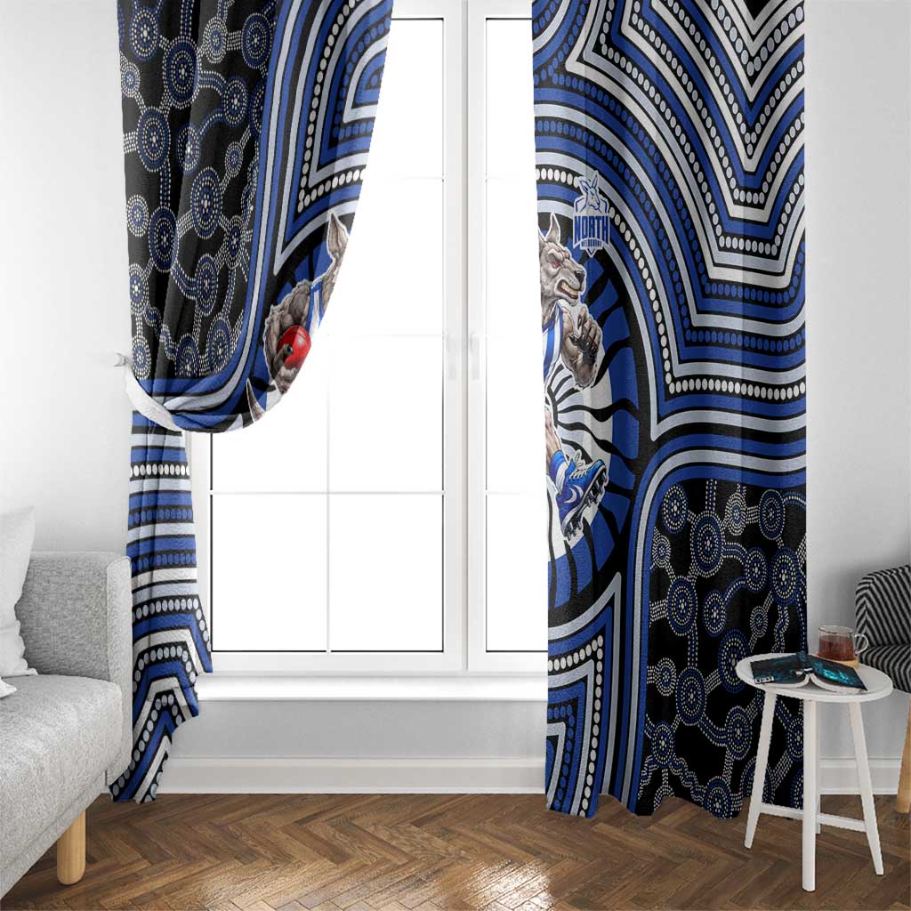 North Melbourne Kangaroos Window Curtain Indigenous Monochrome Dot Art Mascot Style