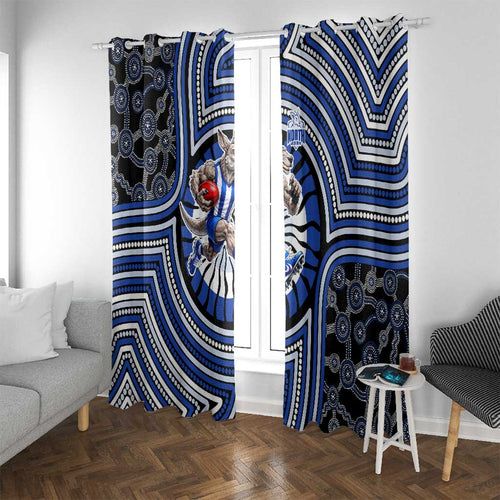 North Melbourne Kangaroos Window Curtain Indigenous Monochrome Dot Art Mascot Style
