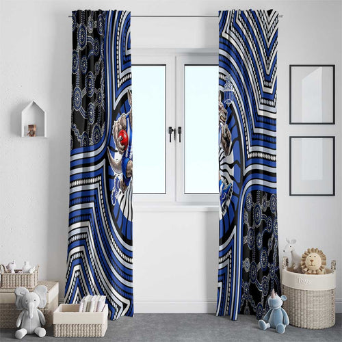North Melbourne Kangaroos Window Curtain Indigenous Monochrome Dot Art Mascot Style