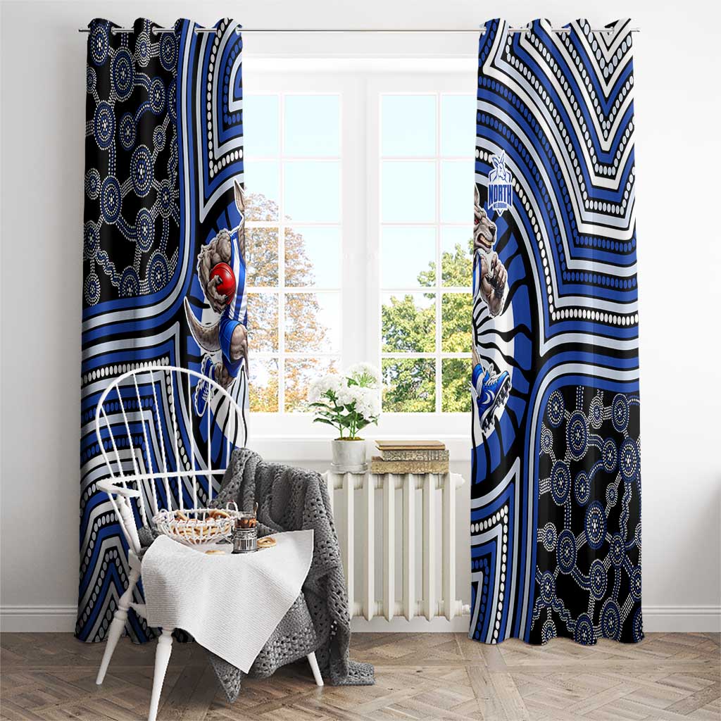North Melbourne Kangaroos Window Curtain Indigenous Monochrome Dot Art Mascot Style