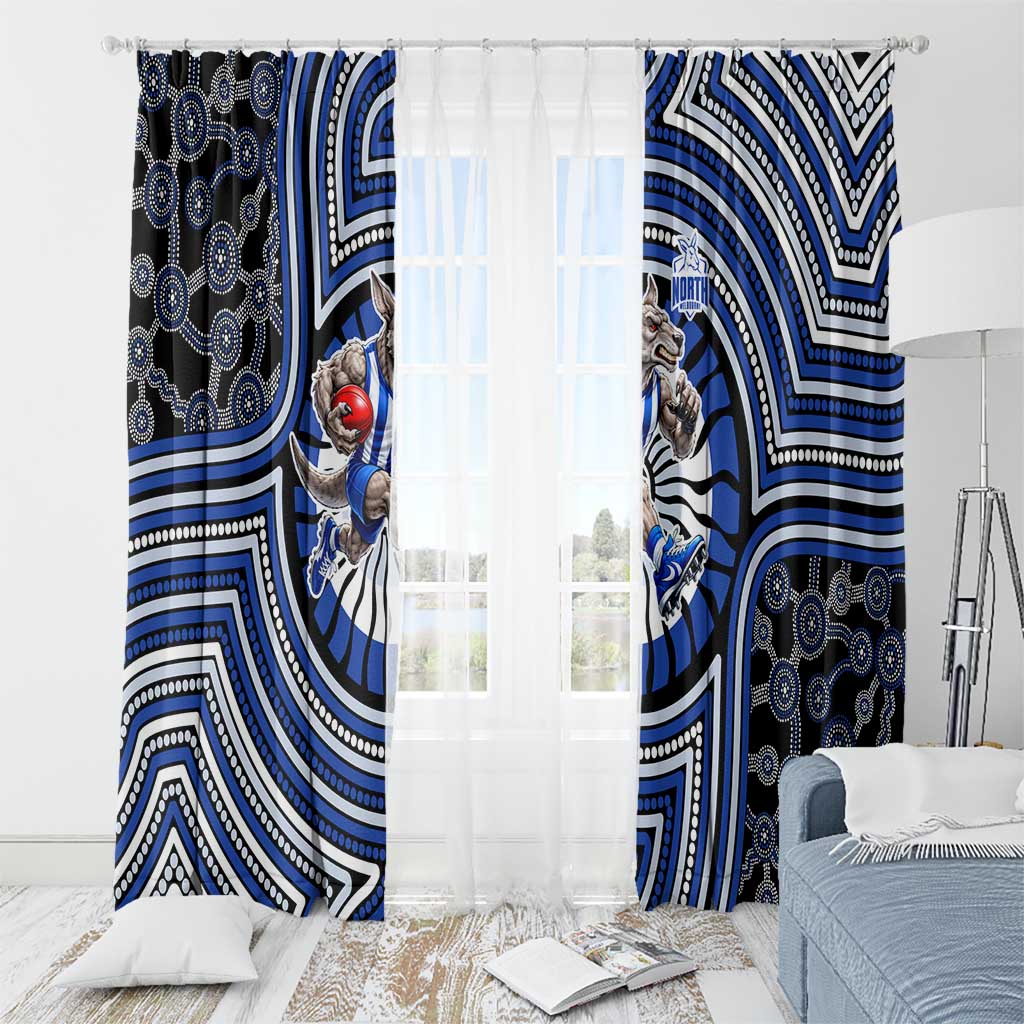 North Melbourne Kangaroos Window Curtain Indigenous Monochrome Dot Art Mascot Style