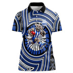 North Melbourne Kangaroos Women Polo Shirt Indigenous Monochrome Dot Art Mascot Style