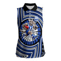North Melbourne Kangaroos Women Sleeveless Polo Shirt Indigenous Monochrome Dot Art Mascot Style
