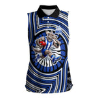North Melbourne Kangaroos Women Sleeveless Polo Shirt Indigenous Monochrome Dot Art Mascot Style
