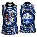 North Melbourne Kangaroos Women Sleeveless Polo Shirt Indigenous Monochrome Dot Art Mascot Style