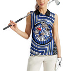 North Melbourne Kangaroos Women Sleeveless Polo Shirt Indigenous Monochrome Dot Art Mascot Style