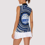 North Melbourne Kangaroos Women Sleeveless Polo Shirt Indigenous Monochrome Dot Art Mascot Style