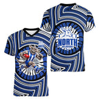 North Melbourne Kangaroos Women V-Neck T-Shirt Indigenous Monochrome Dot Art Mascot Style